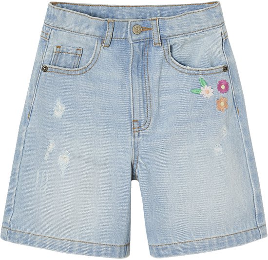 VERTBAUDET Bermuda en jean brodé fleurs