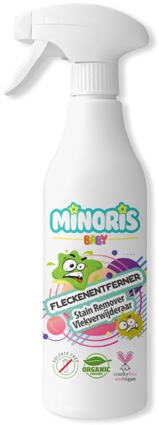 Minoris Baby Vlekverwijderaar | Biologische, Minerale & Vegan Formule | Geurvrij, Zacht voor Gevoelige Huid | Baby-Veilig, Dermatologisch Getest & Milieuvriendelijk 500 ml