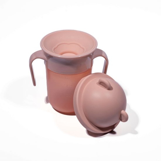 Mabebi - Magic oefenbeker - Trainingsbeker voor baby en kind - Oefenbeker met deksel - 360° Drinkbeker - Drinkbeker met handvaten - Roze Premium van Mabebi — afbeelding 2