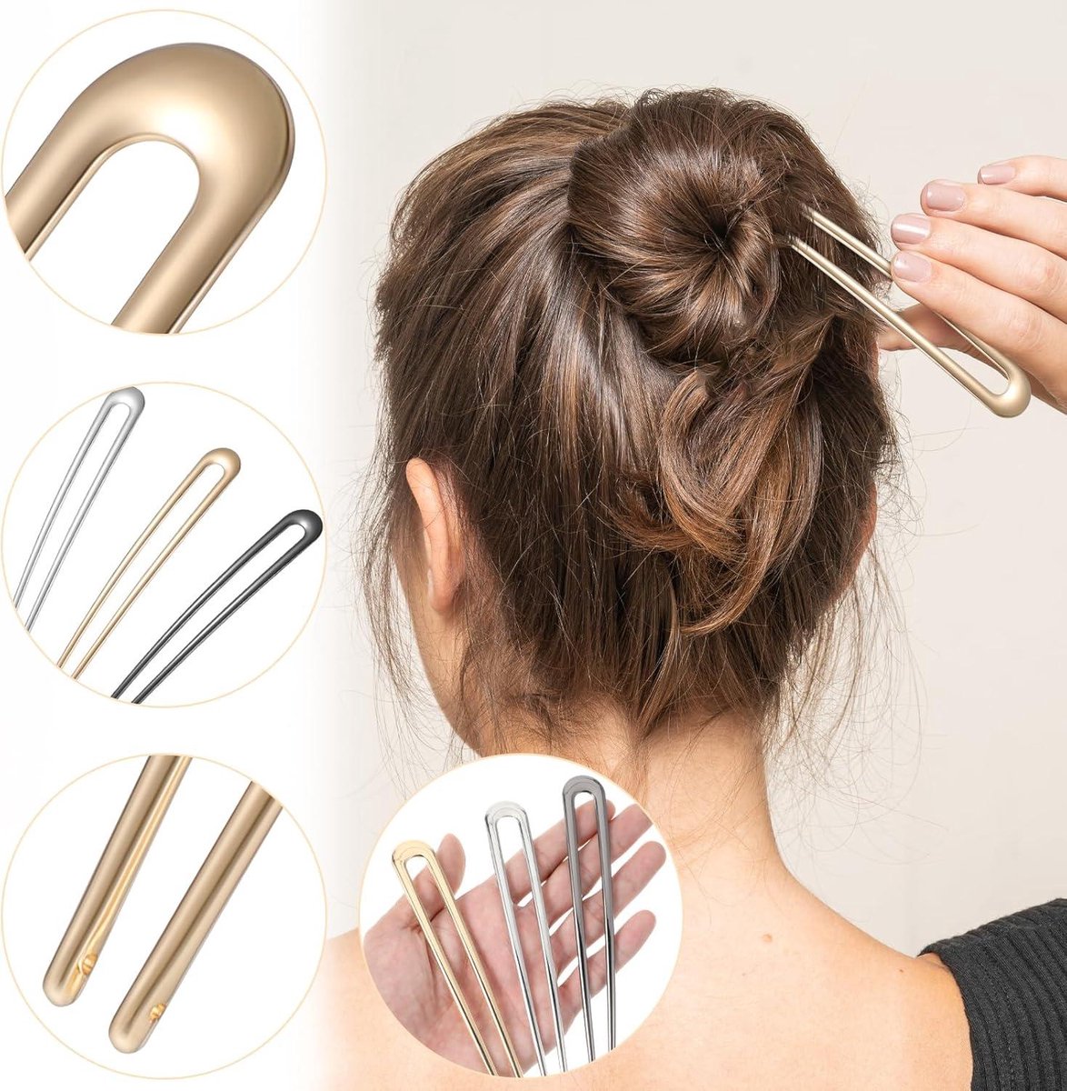 U-vormige metalen haarspelden en vorken voor vrouwen 55 inch - Set van