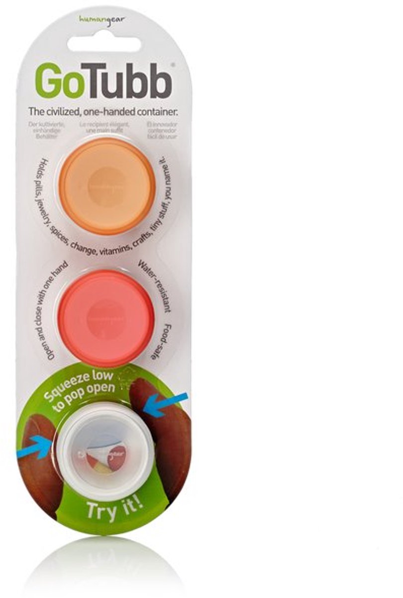Human Gear - GoTubb 3-Pack - Small - Clear/Orange/Red - pillendoosje - opbergdoosje