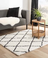 Vierkant berber vloerkleed - Habitat wit/zwart 140x140