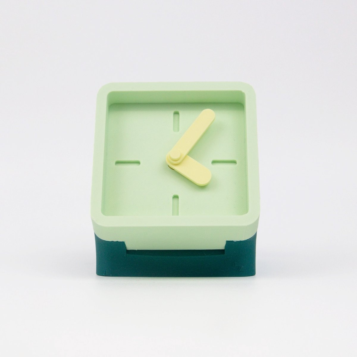 KLOQ - Bureauklokje Petrol Groen & Mint - Staande klok - 3D geprint in Nederland - 100% bioplastic