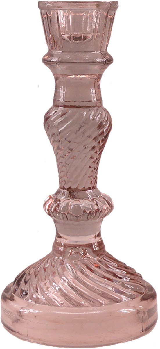 by Mooss - Kandelaar - Glas - Kaanch - Licht Pink - 20cm - Trendy