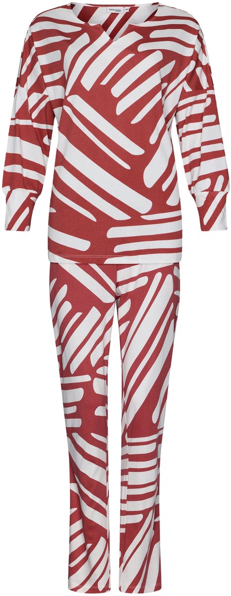 Pastunette Premium Pyjama Geometric - Katoen/Modal - Rood/Wit