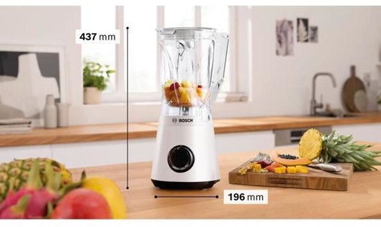 VitaPower Blender - BOSH - MMB6141W - 1200 W - 30000 tpm - 2 snelheden + turbo - 2 L kom - 4 verwijderbare messen - Wit van Bosch — afbeelding 3