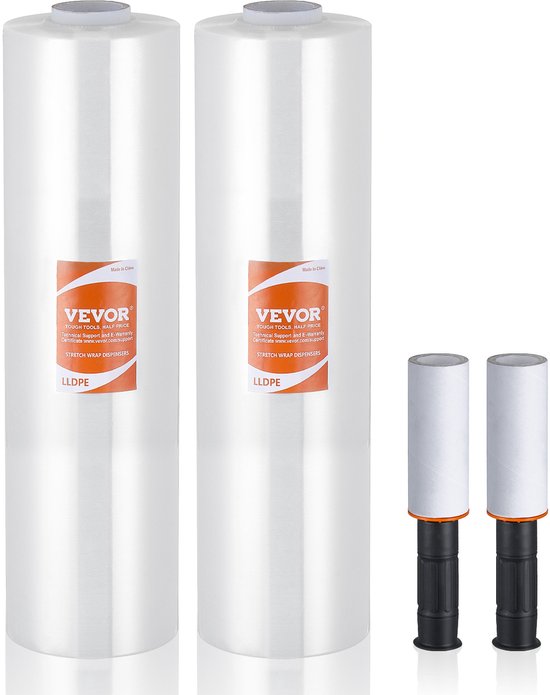 VEVOR Stretchfolie 381 mm x 305 m set van 2, 60 gauge, industriële