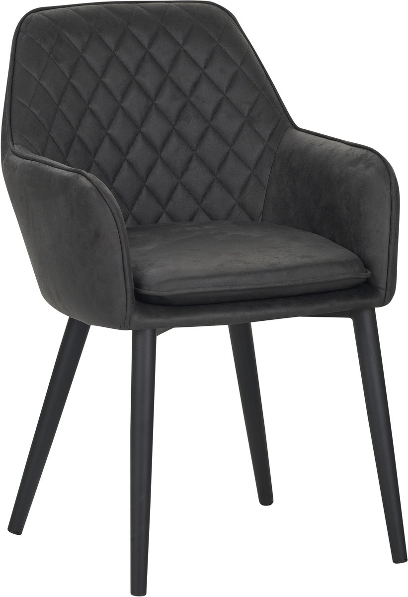 Colenis Jay Eetkamerstoel - Set Van 6 - Antraciet - Microfiber - Met armleuning