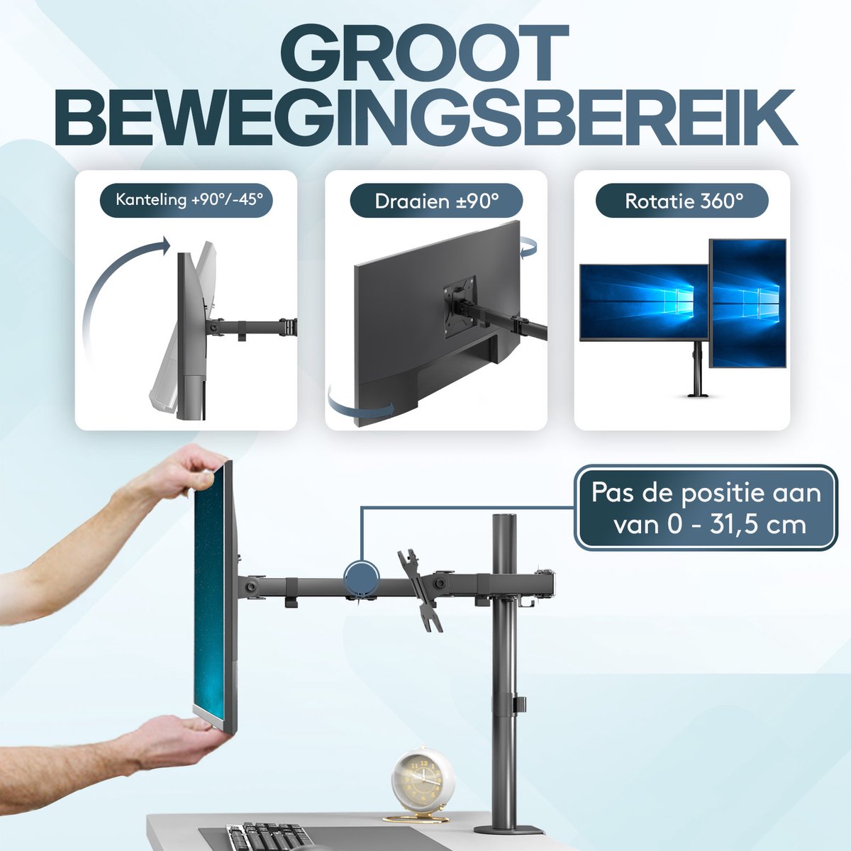 ACROPAQ Monitor arm 2 schermen - Voor 13 - 32 inch thumbnail 6