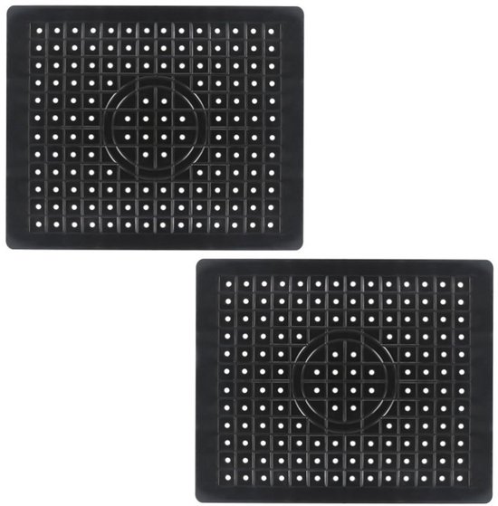 2x Gootsteenmat Rubber – 31x26 cm – Zwart – Spoelbakmat – Afdruipmat – Gootsteeninleg – Spoelbakbescherming – Antislip – Spatbescherming
