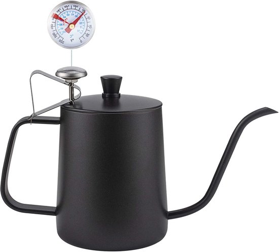 Zwanenhalsketel met Thermometer 1200 Ml - Roestvrij Staal - Giet over de Koffieketel