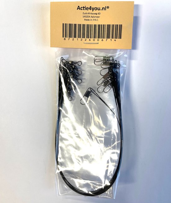 Actie4you® - Stalen onderlijn - 10 stuks - 25cm lang - Vis Onderlijn - 14kg - 0,5mm - Roofvissen - Zwart van Actie4you — afbeelding 4