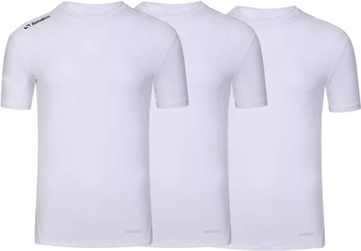 3-Pack Sondico compressie korte mouw sportshirt - heren - Wit - maat 3XL