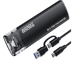 AdroitGoods M.2 Behuizing - NGFF&NVMe - 10Gbps - Externe USB-C SSD behuizing - Aluminium - Zwart