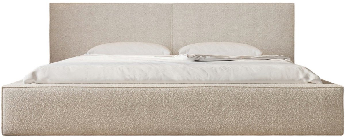 AJE Meubles B.V. Bed 06 - Gestoffeerd tweepersoonsbed met bouclé overtrek - 160x200 cm - Elegant en comfortabel - Crème (Anthology 20)
