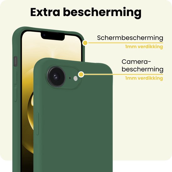 Coque en Siliconen pour iPhone 16 avec 2 films de protection d'écran - Coque en Siliconen pour iPhone 16 - Vert foncé