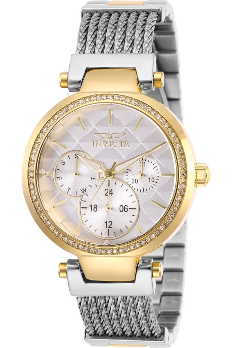 Invicta Angel 28921 Dames Horloge - Waterdicht - Analoog - Quartz Uurwerk - Roestvrij Staal met witte Wijzerplaat - 36mm