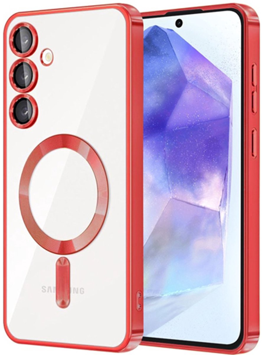Geschikt voor Samsung A15 – Rood - Hoesje met Camera Lens Bescherming – Back Cover - TPU