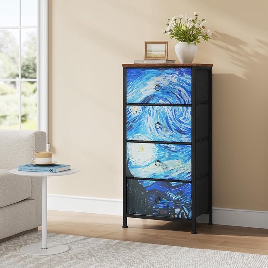 FURNIBELLA -Commode met 4 Stoffen Laden – Stijlvolle Ladekast in ...