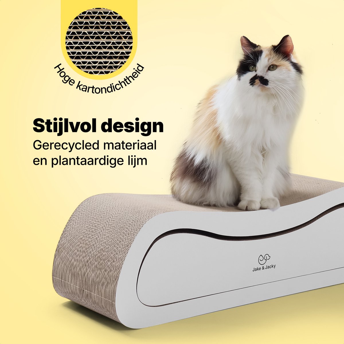 Jake and Jacky Krabkarton voor Katten 2 in 1 model - Krabpaal Karton - Krabplank - Krabmand - Krabmeubel - Kartonnen Krabmat - Kattenmand - Kattenbed - 71x24x21cm – foto 4