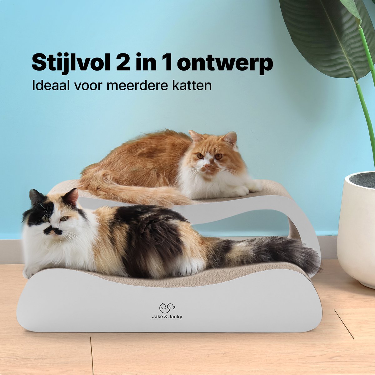 Jake and Jacky Krabkarton voor Katten 2 in 1 model - Krabpaal Karton - Krabplank - Krabmand - Krabmeubel - Kartonnen Krabmat - Kattenmand - Kattenbed - 71x24x21cm – foto 8