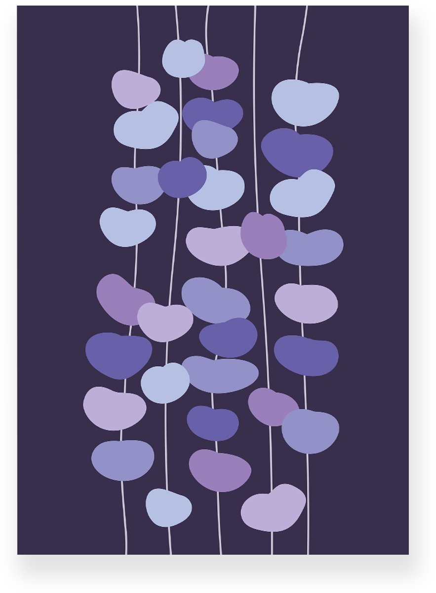 Yisual Poster 50x70 cm - Eucalyptus Takken - Planten - Paars - Lila - Minimalistisch - Botanisch - Muurdecoratie - Wanddecoratie