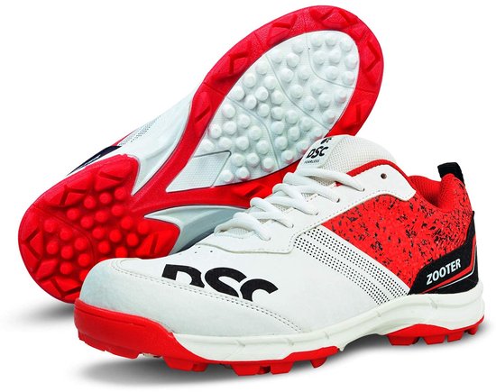Chaussures pour femmes de Cricket DSC Zooter Dom | Blanc / rouge | Pour les Garçons et les hommes | Chlorure de polyvinyle | 8 Royaume-Uni, 9 États-Unis, 42 UE