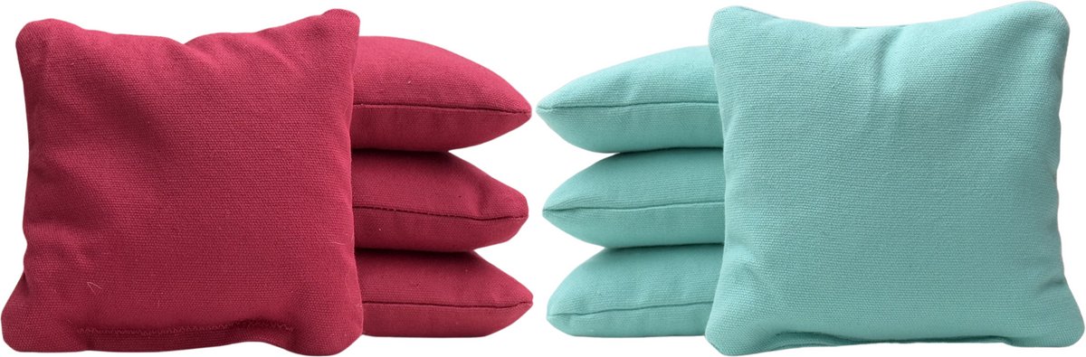 Cornhole zakjes - Pittenzakken - Bean bags - Afgeronde hoeken - Officiële maat - Stevig & duurzaam - 32 kleurencombinaties - Bordeaux rood/Turquoise - 8 stuks