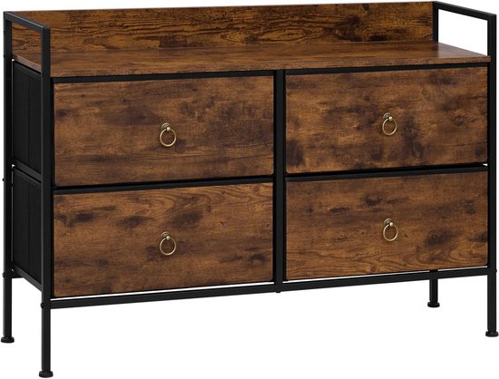 FURNIBELLA - Commode met 4 Stoffen Laden – Industriële Opbergkast in ...