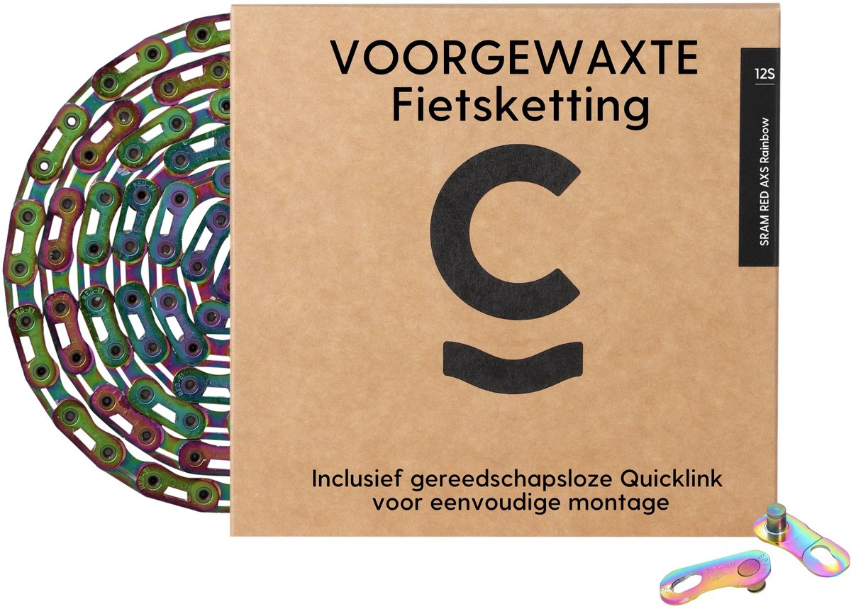 Cyclowax voorgewaxte fietsketting – Premium SRAM RED AXS Rainbow 12 speed ketting voorgewaxt met Hot Wax voor ultieme reiniging, duurzaamheid & snelheid