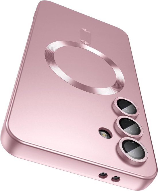 Samsung S24 S25 hoesje matt roze siliconen schokbestendig Magsafe case met camera bescherming TPU