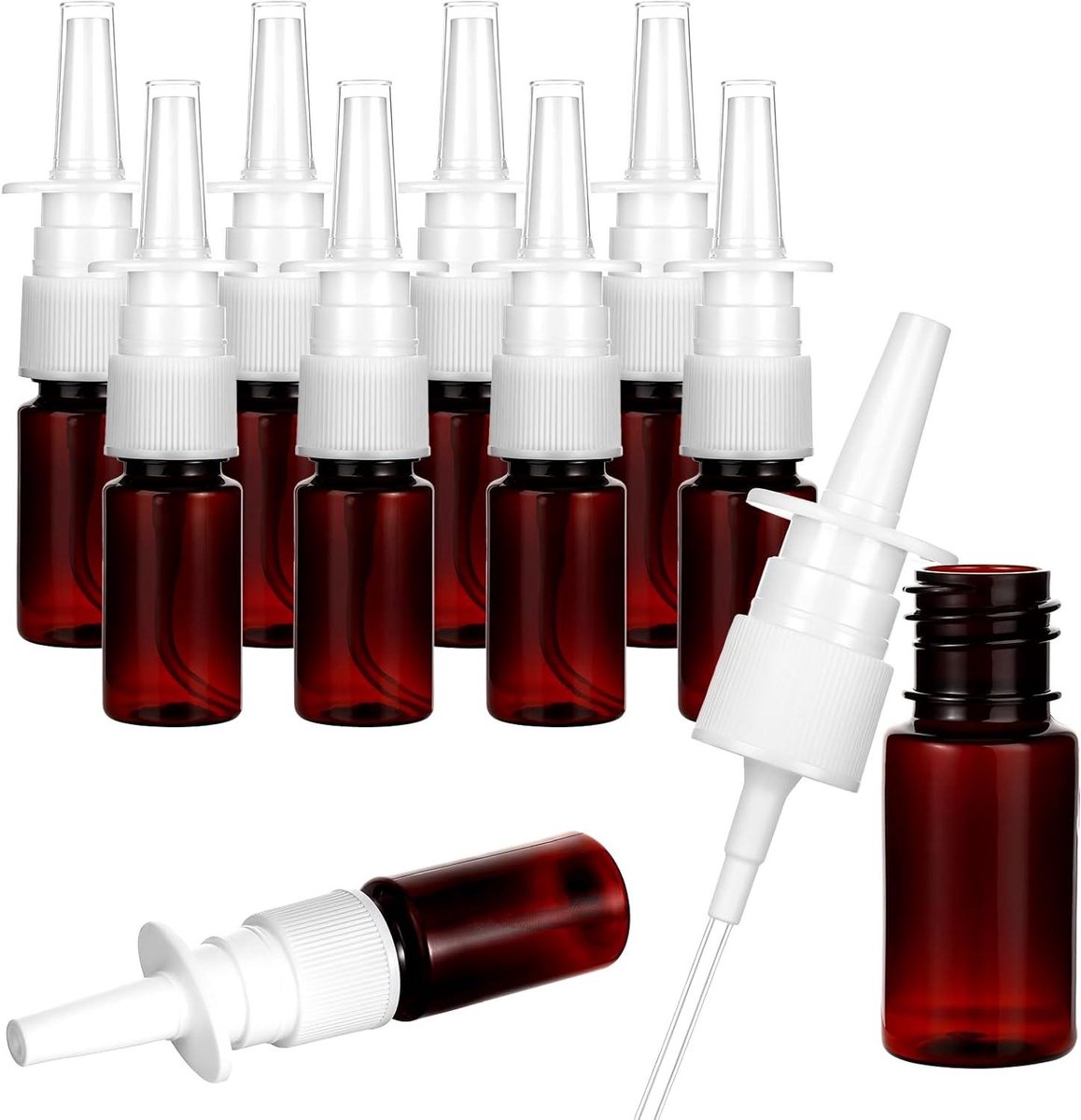 Image of 10 stuks lege navulbare plastic neusspray fles 10 ml - kunststof neus verstuiver spuitfles