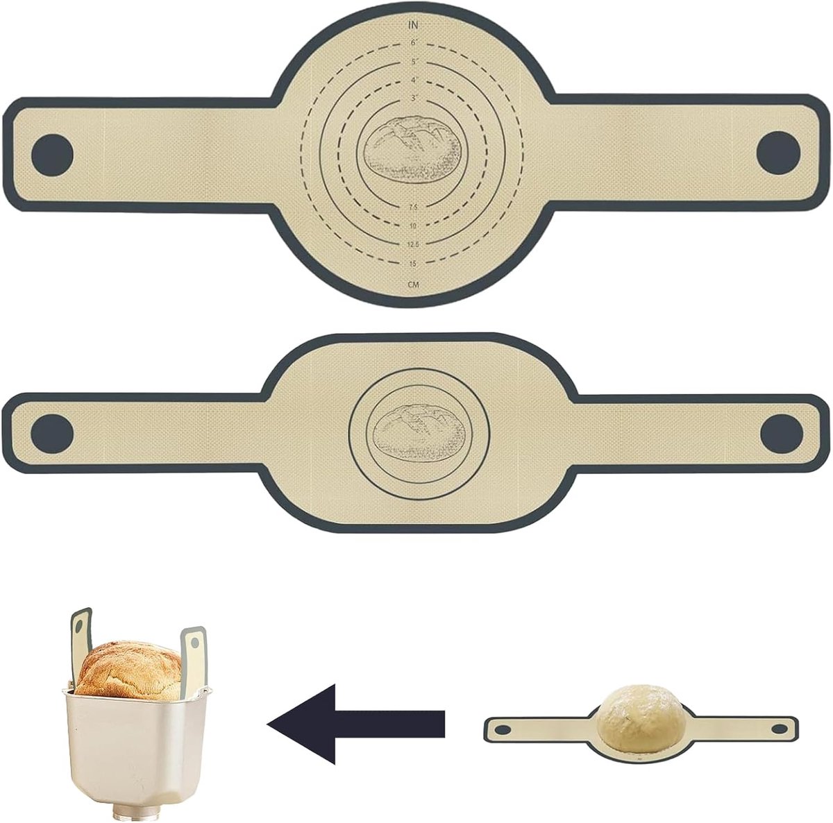 Lange Handvatten Deeg Mat - sling bakmat - 2 stuks - Multifunctionele siliconen bakmat - Herbruikbare Nederlandse Ovenvoering - brood-Sling siliconen bakmat - Broodbakmat - voor gebruik in ovens en magnetrons - Brood Bakken Mat — afbeelding 4