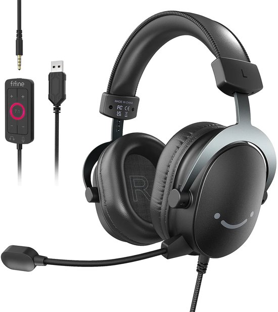 FIFINE H9 - RGB Over-Ear Active Noise Canceling Headset - Voor Gaming - Streaming - Podcast - Met microfoon - geschikt voor PS5/PS4 - PC
