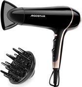 Aigostar Lora 33LNK - Fohn met diffuser - Haardroger - Ionische Föhn - Professionele DC-Motor - 2400 Watt - Zwart