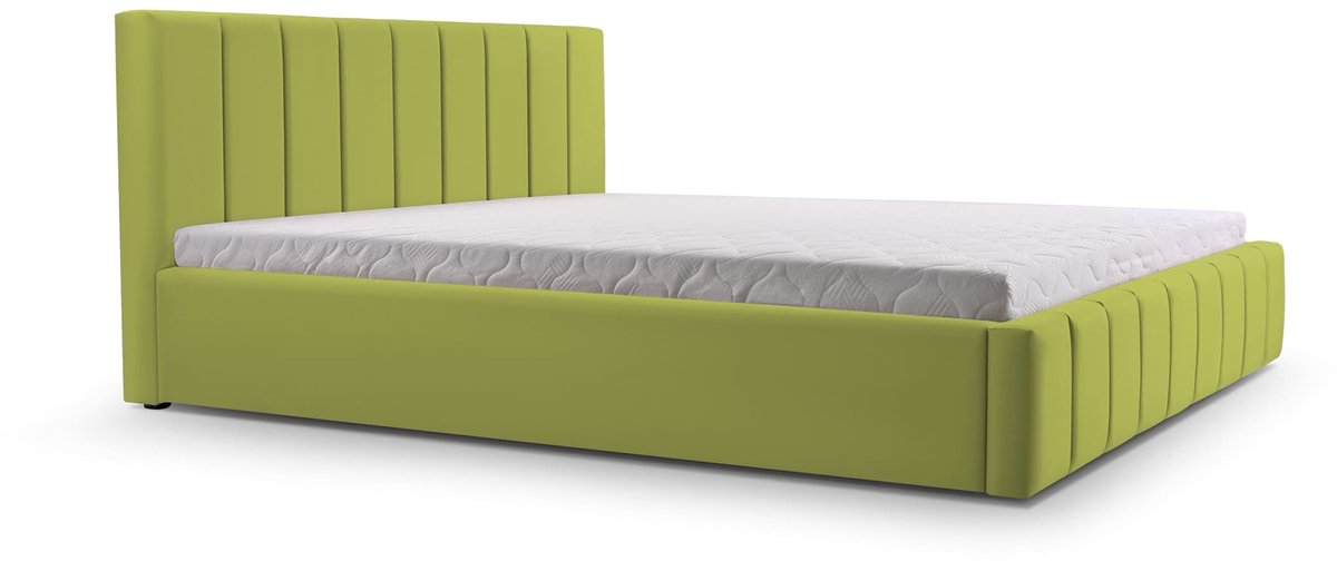 Bed 01 - Gestoffeerd bed met Fluweel Beklede Tweepersoonsbed - 140x200 cm - Elegant en Comfortabel - Groen (TRINITY 12)