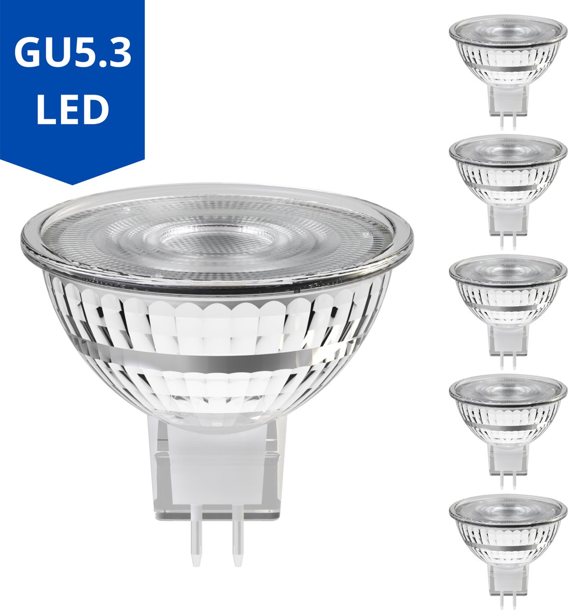 GU5.3 LED lampen 12V - Daglicht wit - 6500K - 5W (35W) - 6PACK