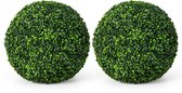COSTWAY Buxusballen, 2 stuks, 48 cm, buxusbal, uv-bestendig, vormsnoeren, kunstplant, decoratieve plant, boekbal, kunstplant, decoratieve bolplanten voor huis, tuin, bruiloft (donkergroen)