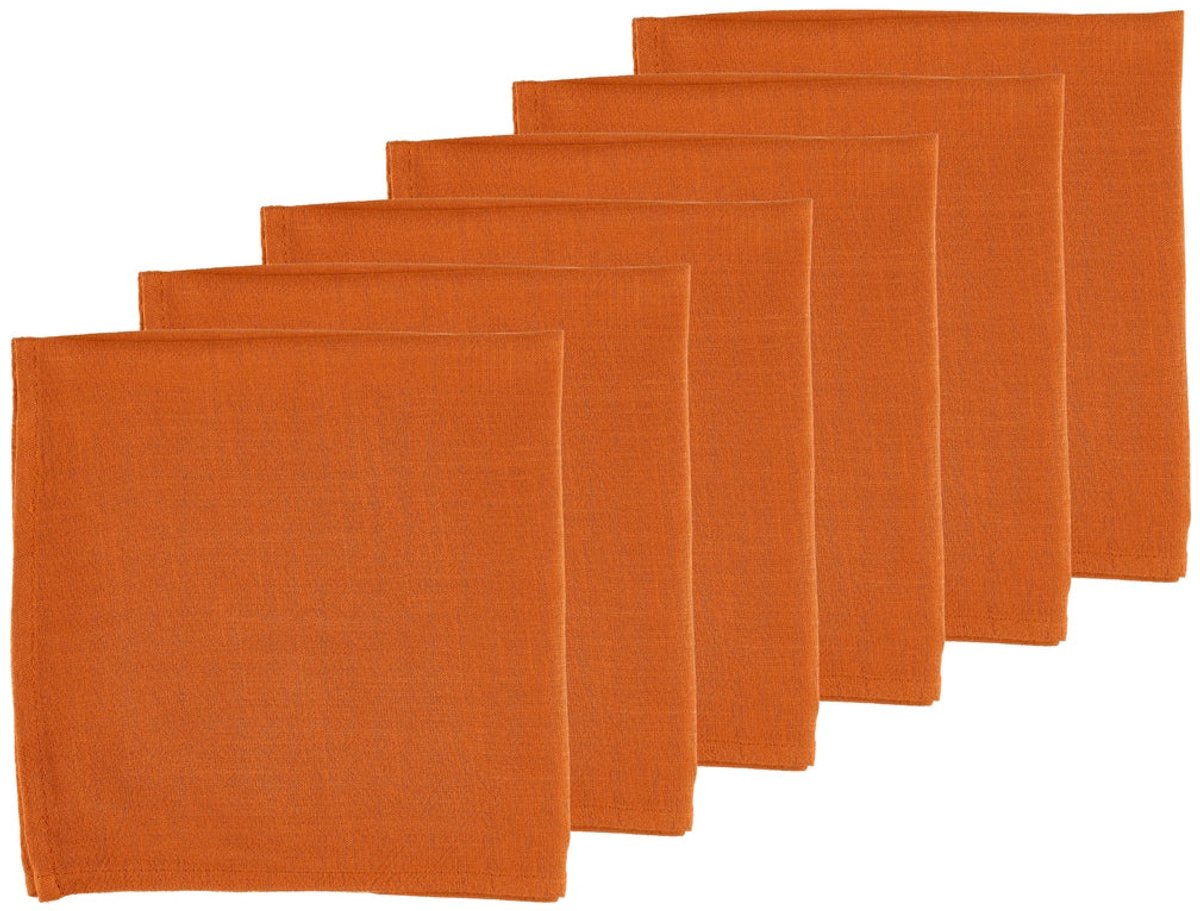 Servetten - 6 stuks - Oranje linnen en katoen