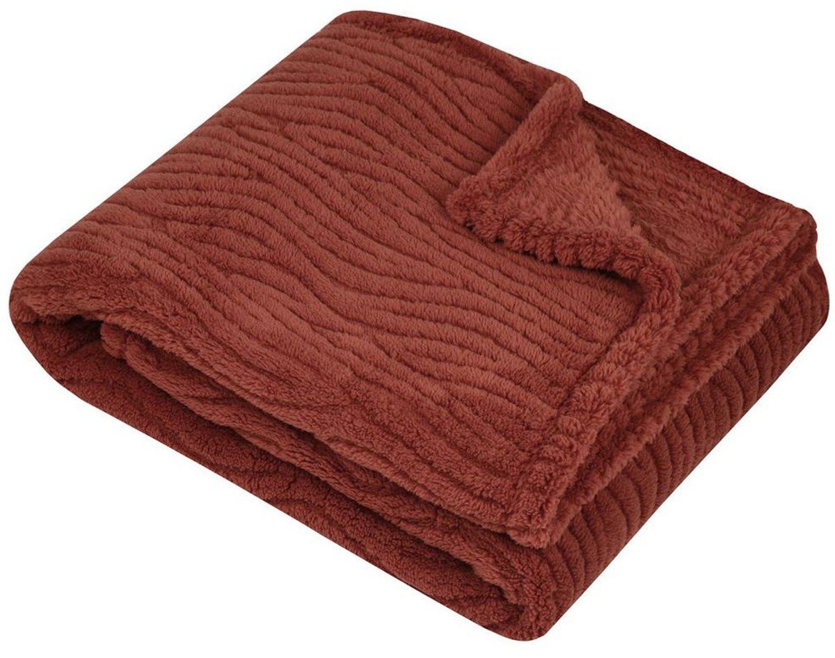 Textiles Plaid / bankdeken / bedsprei Columbia - steenrood - 180 x 220 cm - zachte polyester stof - 2 persoons