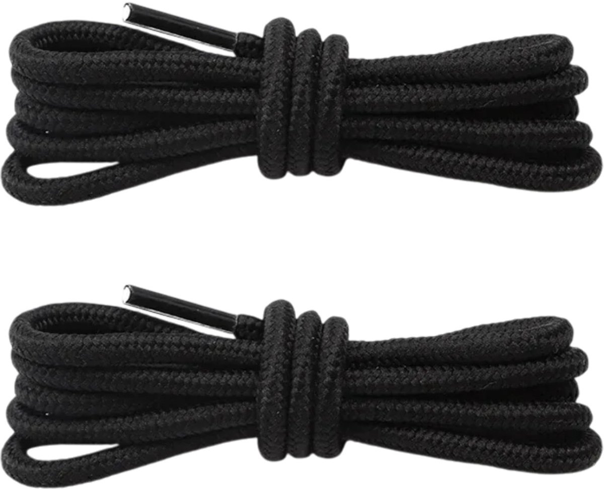 Fako Fashion - Schoenveters - Veters - Rond - Gevlochten - 5mm - 100cm - 1 Paar - 2 Stuks - Zwart