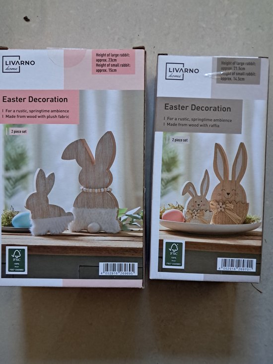 Décoration de Pâques Livarno Home 2 ensembles de 2 pièces Décoration de Pâques - Bois - Lapin de Pâques - Lapin
