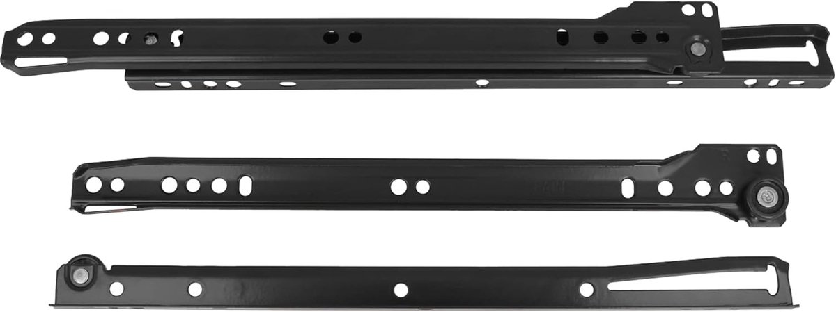 Famanu - Set van 2 metalen rails met wielen | rails voor laden van meubels, commodes of kasten | staal | kleur zwart | belastbaarheid: 18 kg/paar | afmetingen: 350 mm