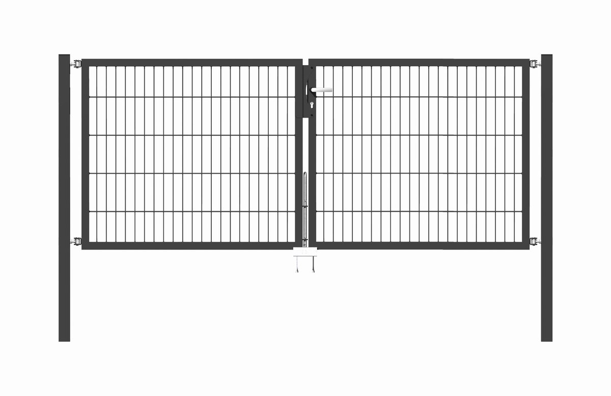 Alberts 648497 Dubbele poort Flexo met toebehoren, antraciet, breedte 250 cm, hoogte 100 cm