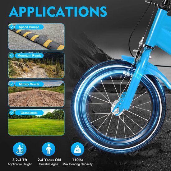 Betaalbare Goederen® Kinderfiets - blauw - jongens - kinderfietsen - kinder fiets - kinderfiets 16 inch - spelen - buitenspelen van Merkloos — afbeelding 5
