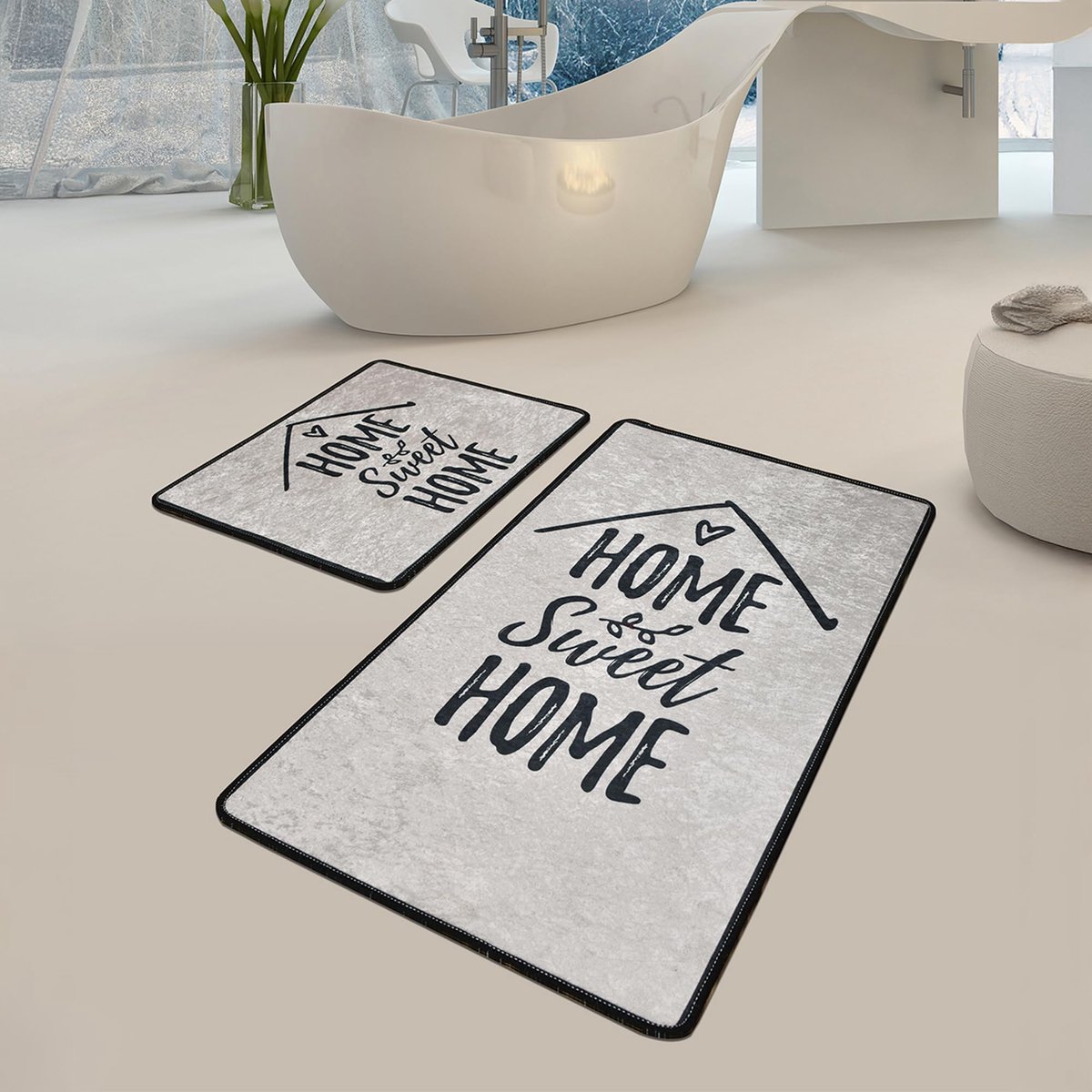 My Ninki ® Stijlvol Tweedelig Badenmatten-Set voor Modern Comfort en Veiligheid in de Badkamer