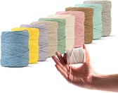Ledent macramé touw (1mm, 10x65m, set 10 kleuren) - Dubbel getwist touw voor macramé van 100% gerecycleerd katoen - Set van 10 kleine rollen in aardetinten