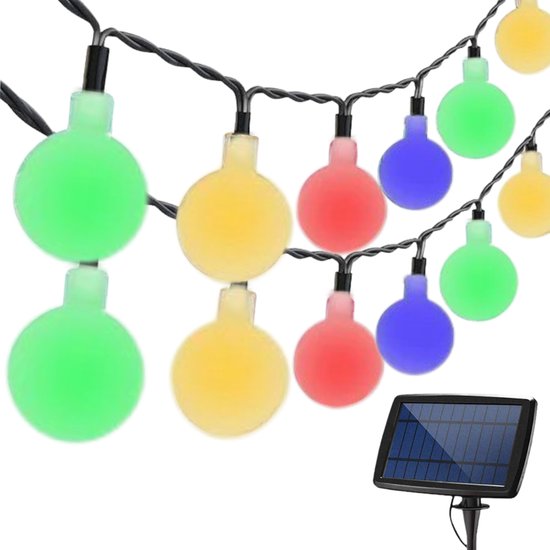 J-Pro Tuinverlichting op zonne-energie - 50 Solar LED 7m Colored Blurry lichtsnoer - ø2cm