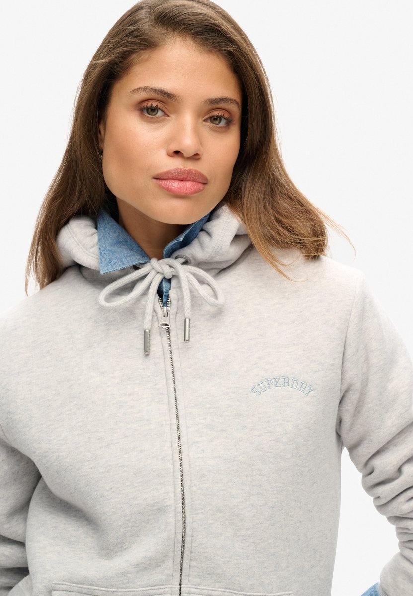 Superdry Hoodie met Borgvoering en Rits Dames Hoodies Grijs
