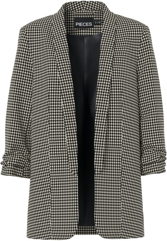 Pieces Blazer Pcbosella 3/4 Printed Blazer Noos B 17126850 White Pepper/houndstoot Dames Maat - L